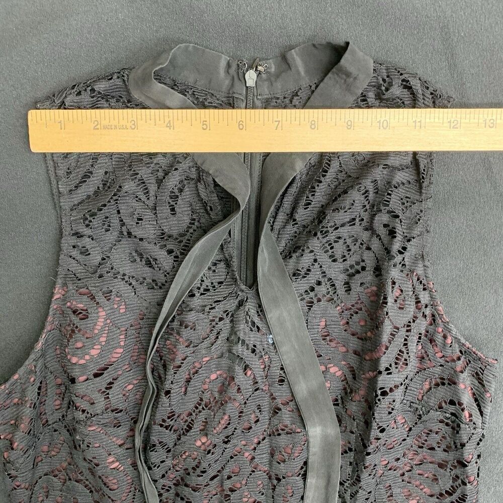 Antonio Melani Layered Dress 6 Black Lace Red Slip Victorian Romance Whimsigoth - Picture 9 of 15
